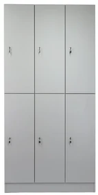 Drevená šatníková skrinka Visio LUX - 6 boxov, 90 x 45 x 185 cm, cylindrický zámok, sivá