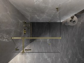 Mexen Lunar T, sklápací sprchový kút ľavý 120 x 120 cm, 8mm číre sklo, zlatý profil, 834T-120-120-50-00-L