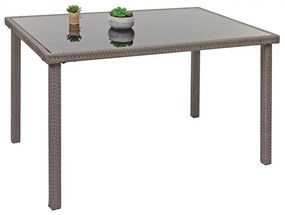 Záhradný stôl HWC-G19, polyratan,120x75cm - sivý