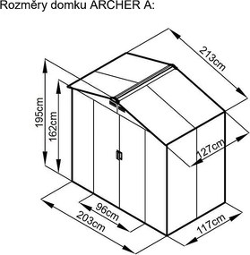 Záhradný domček plocha 213 x 127 cm (zelený)