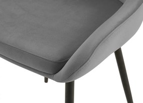 Jedálenská stolička Elmira - zamat, čierny rám - Tmavo sivá