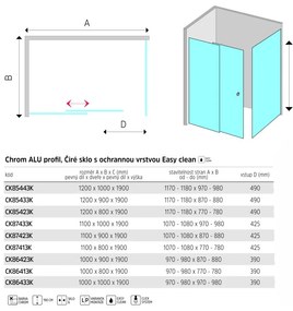 Mereo Mereo, Sprchový kút, Lima, obdĺžnik, zasúvacie dvere a pevný diel, L / P, chróm ALU, sklo Číre, MER-CK86423K
