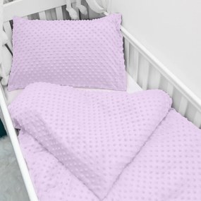 Biante Detské posteľné obliečky do postieľky Minky 3D bodky MKP-002 Fialové lila Do postieľky 90x140 a 40x60 cm