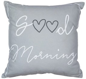 Šedý štvorcový bavlnený vankúš Good morning - 45 * 12 * 45cm
