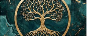 Obraz – Zlatý strom života v mramore (120x50 cm)