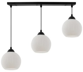 Závesné svietidlo Riffle Round, 3x biele sklenené tienidlo, b