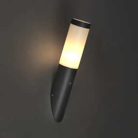 Moderná vonkajšia nástenná lampa tmavosivá IP44 so senzorom súmraku - Rox