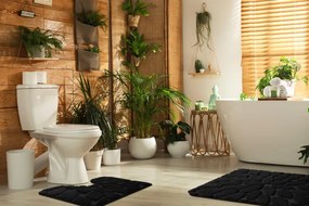 Sada kúpeľňových koberčekov SUPREME STONES kamienky, čierna