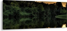Obraz jazera pri lese (120x50 cm)