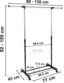 Vešiakový stojan na kolieskach LUKI čierny