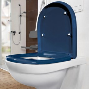 VILLEROY &amp; BOCH ViCare WC sedátko Kompakt s poklopom, Blue, s povrchom AntiBac, 9M7261P1