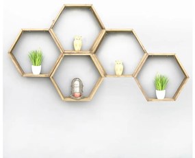 SADA 5x Nástenná polica 37x40 cm smrek