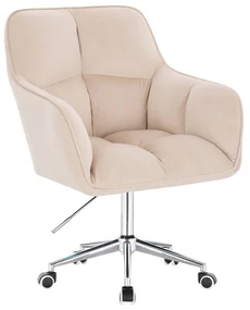 LuxuryForm DESIGN Kreslo AMALFI VELUR na striebornej podstave s kolieskami - krémové