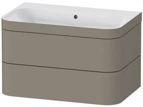 DURAVIT Happy D.2 Plus c-bonded závesná skrinka s nábytkovým umývadlom bez otvoru, 2 zásuvky, 775 x 490 x 480 mm, kameňovo šedá matná lakovaná, HP4637N9292
