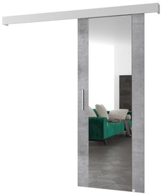 Posuvné dvere 90 cm Sharlene II (betón svetlý + biela matná + strieborná) (so zrkadlom). Akcia -6%. Vlastná spoľahlivá doprava až k Vám domov. 1043633