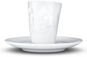 Biela maškrtná porcelánová šálka na espresso s tanierikom 58products, objem 80 ml