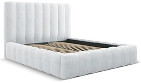 Svetlosivá čalúnená dvojlôžková posteľ s úložným priestorom a roštom 200x200 cm Kelp – Micadoni Home