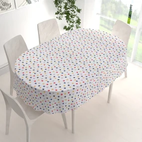 Biante Detský dekoračný oválny obrus Leona LN-012 Farebné labky na krémovom 130x220 cm