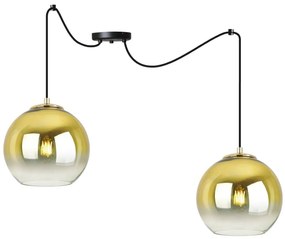 Závesné svietidlo Bergen Gold Spider, 2x zlaté/transparentné sklenené tienidlo (fi 20cm)