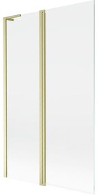 Mexen Mist L, 2-krídlová vaňová zástena 110 x 150 cm, číre sklo, zlatý matný profil, 8A9L-110-011-55-00