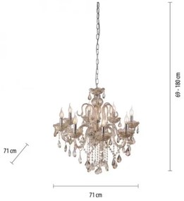 Paul Neuhaus 3081-97 - Krištáľový luster na reťazi GRACIA 8xE14/40W/230V zlatá