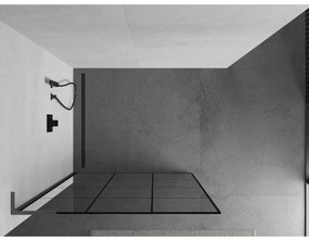 Mexen Kioto L, sprchová zástena Walk-In 100 x 200 cm, 8mm číre sklo čierny vzor, grafitový profil, 800-100-103-95-77
