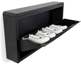 Čierna kovová výklopná závesná skrinka na topánky Mario – Spinder Design