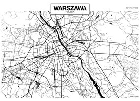 Artgeist Fototapeta - Warsaw Map Veľkosť: 200x140, Verzia: Standard