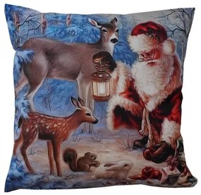 Vankúšová obliečka Santa so zvieratkami 40x40 cm