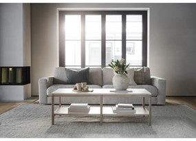 Hnedo-béžový konferenčný stolík s doskou z kameňa 140x60 cm Orwel - Rowico