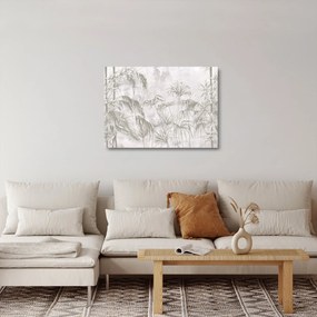 Sklenený obraz - Tropické rastliny na stene v šedej (70x50 cm)