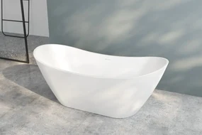 Erga Iris, voľne stojaca vaňa 160x75 cm + odtoková zátka, biela lesklá, ERG-IRIS-160075-WH-WH