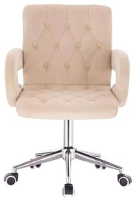 LuxuryForm DESIGN Stolička BOSTON VELUR na striebornej podstave s kolieskami - krémová