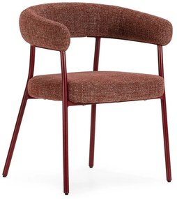 Terakotové čalúnené jedálenské kreslá v súprave s podrúčkami 2 ks Yuri – MOME