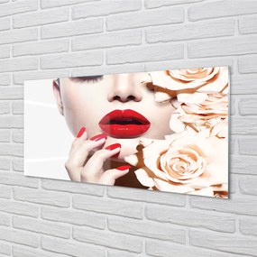 Nástenný panel  Ruže červené pery žena 120x60 cm