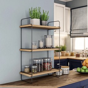 Poschodová polica v dekore duba v prírodnej farbe 40 cm Pulalis – Kalune Design