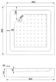 Mexen Rio, štvorcový sprchovací kút s posuvnými dverami 80(dvere) x 80(dvere) x 190 cm, 6mm číre sklo, zlatý profil + biela sprchová vanička RIO, 860-080-080-50-00-4510