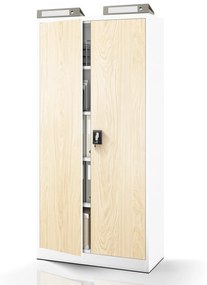 Kovová spisová skriňa JAN H, 900 x 1950 x 400 mm, Eco Design: biela/ dub sonoma