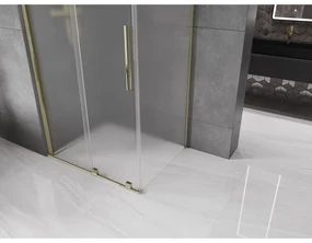 Mexen Velar, sprchový kút s posuvnými dverami 130 x 85 cm, 8mm sklo námraza, zlatá lesklá, 871-130-085-31-50
