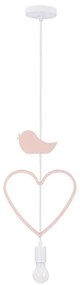 Detský luster na lanku HEART 1xE27/20W/230V ružová/biela