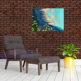Sklenený obraz - Pohľad na jazero (70x50 cm)