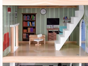 Jokomisiada Drevený domček pre bábiky + bazén, výťah, nábytok ZA4835