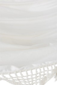 Biela režná bavlnená hamaka s háčkovaným okrajom a strapcami Tassé - 220*130*6 cm
