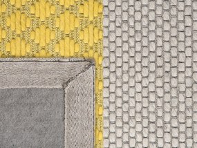 Vlnený koberec 160 x 220 cm žltá/sivá AKKAYA Beliani