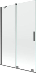 Mexen Velar, 2-krídlová posuvná vaňová zástena 120 x 150 cm, 8mm číre sklo, brúsený grafit, 896-120-000-01-95