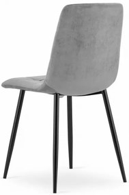 Jedálenská stolička KARA zamatová svetlosivá / čierne nohy