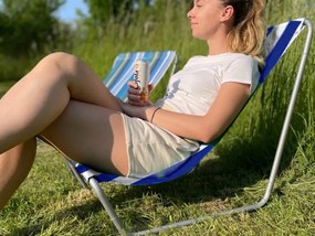 Skladacie plážové ležadlo SAND, modré pruhy
