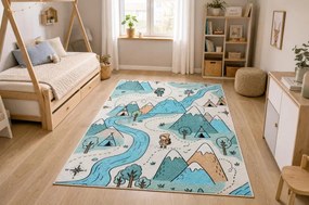 Detský koberec protišmykový BAMBINO 61590 krémový / modrý
