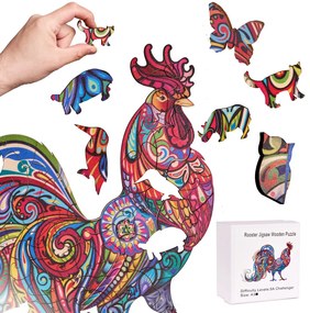 KIK KX5371 Drevené puzzle kohút A3 83 prvkov