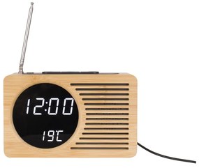 Bambusový budík s rádiom Karlsson Retro